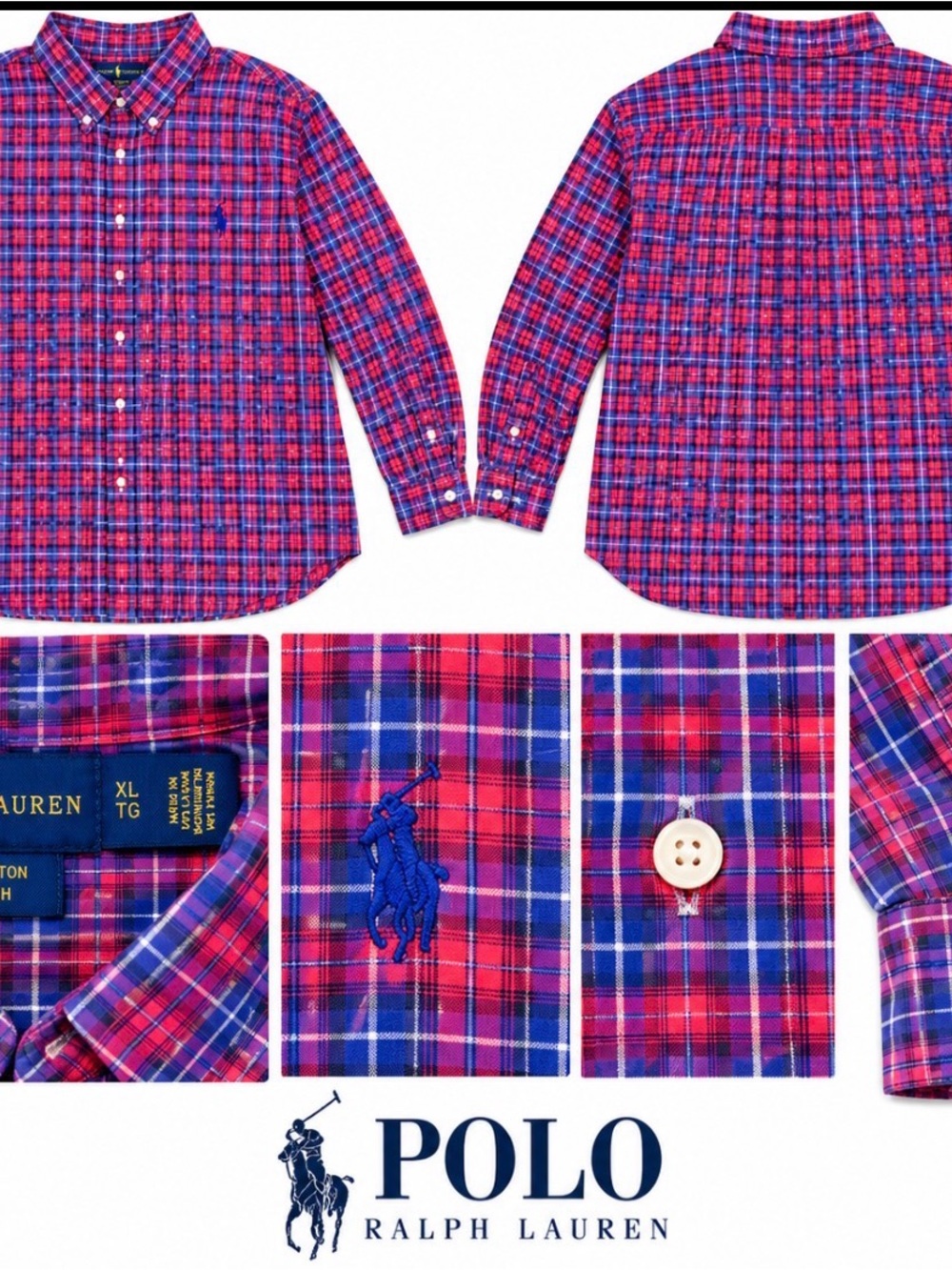 Polo by Ralph Lauren Red and Blue Plaid Button-Down Shirt